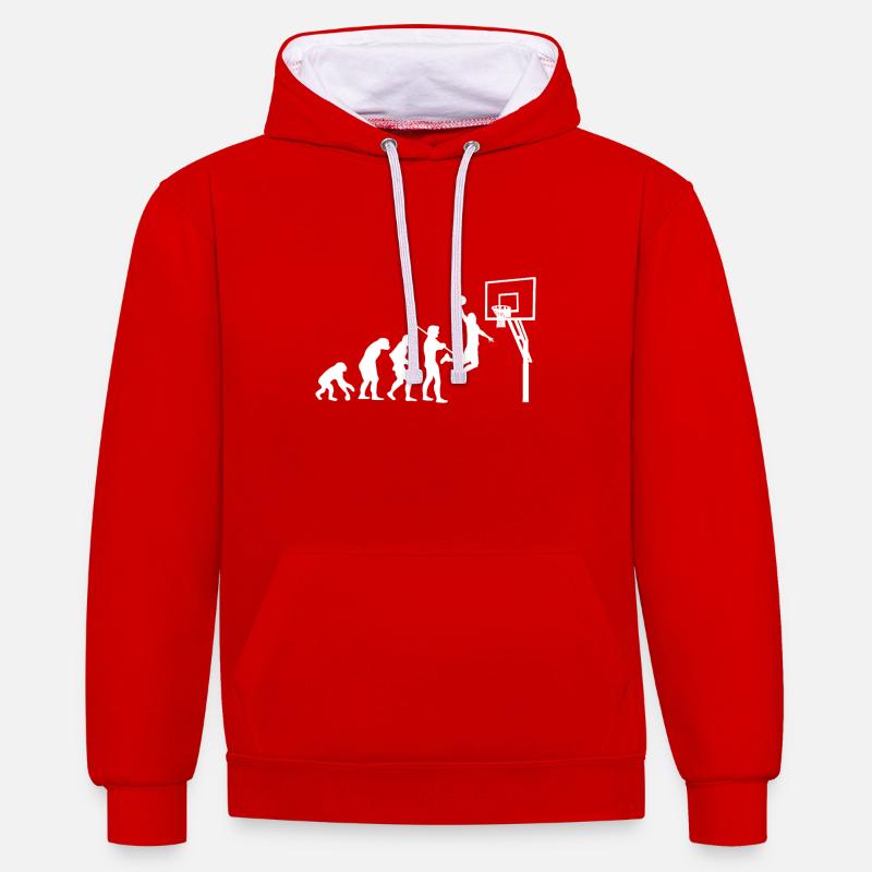 Evolution de basket-ball T-shirt - Sweat à capuche contrasté - rouge/blanc