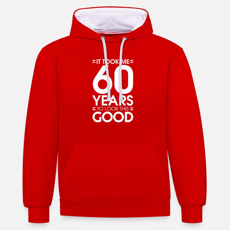 60 ans 60e anniversaire - Sweat à capuche contrasté - rouge/blanc