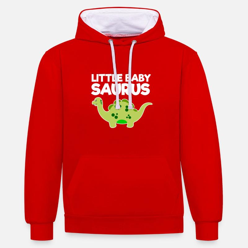 Vert Little Baby Saurus v2 - Sweat à capuche contrasté - rouge/blanc