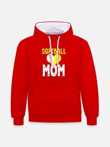 Softball Mom Liebe Geschenk - Kontrast-Hoodie - Rot/Weiß