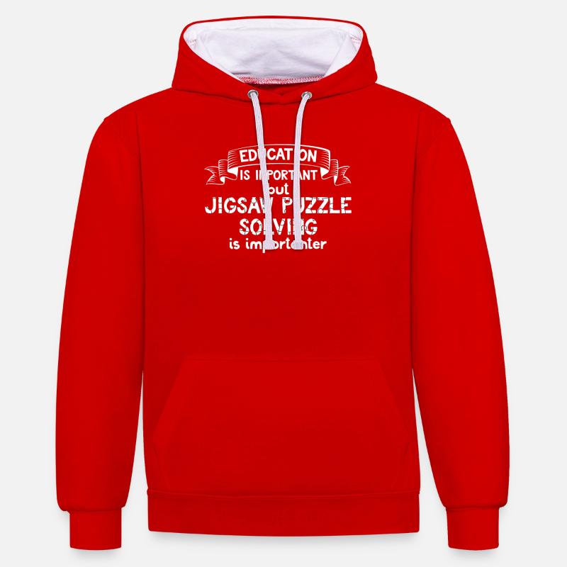 Jigsaw Puzzle - Puzzles - Puzzle - Éducation - Sweat à capuche contrasté - rouge/blanc