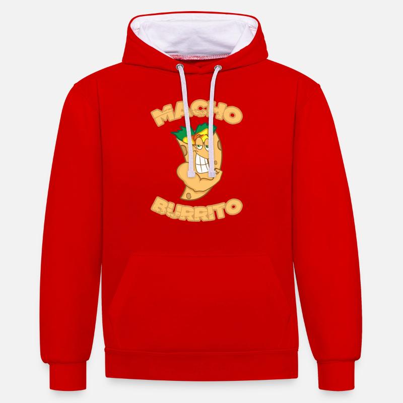 Macho burritos - Contrast hoodie - red/white