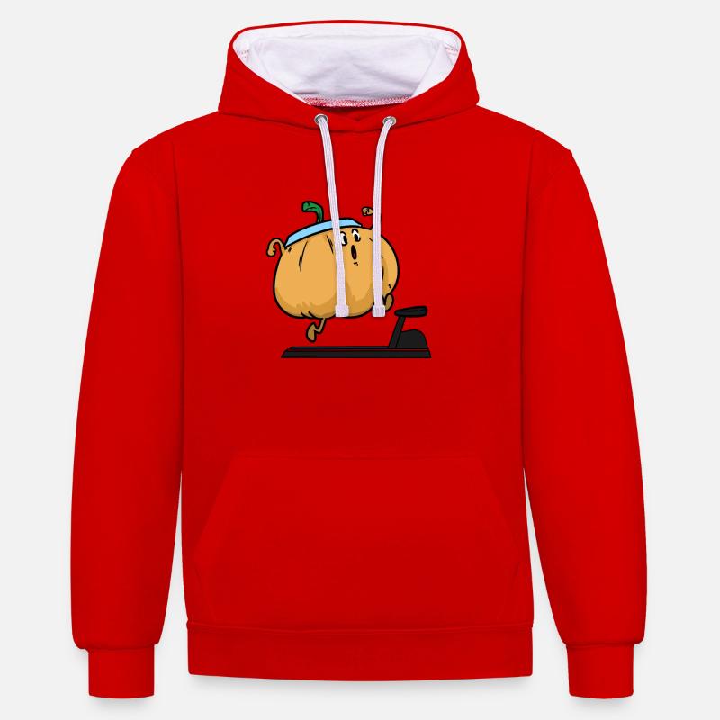 Entraînement de courge, citrouille, citrouille - Sweat à capuche contrasté - rouge/blanc