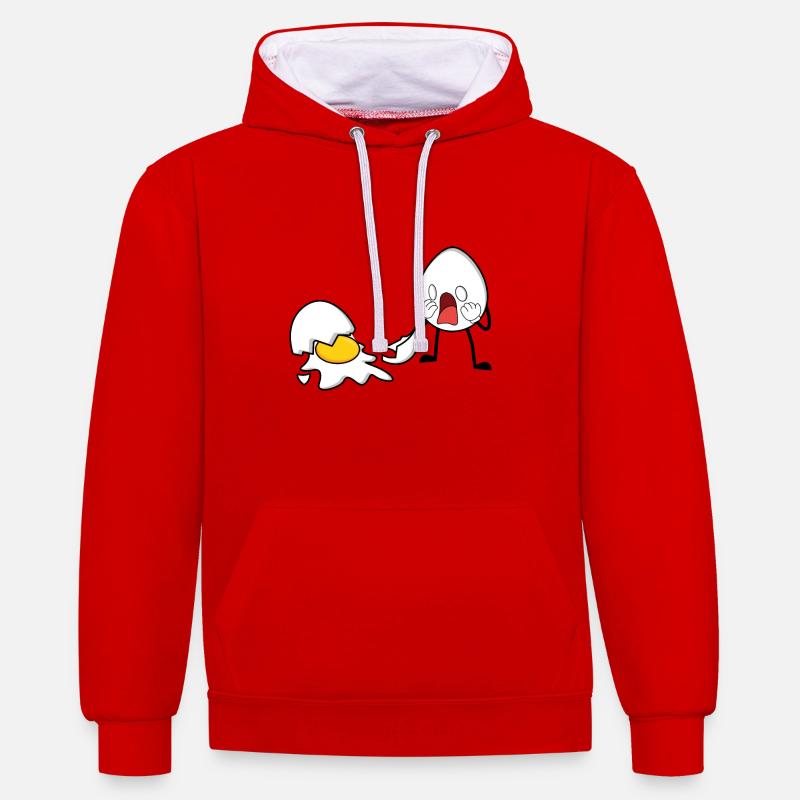 One Egg Down Ei Kaputt - Kontrast-Hoodie - Rot/Weiß