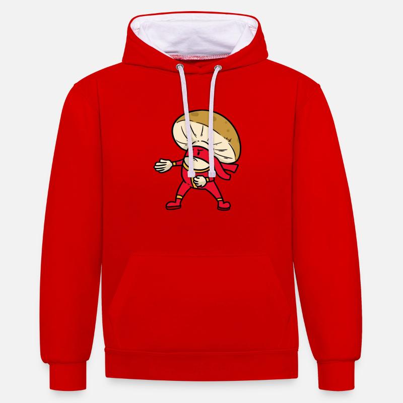 Champignon champignon champignon - Sweat à capuche contrasté - rouge/blanc