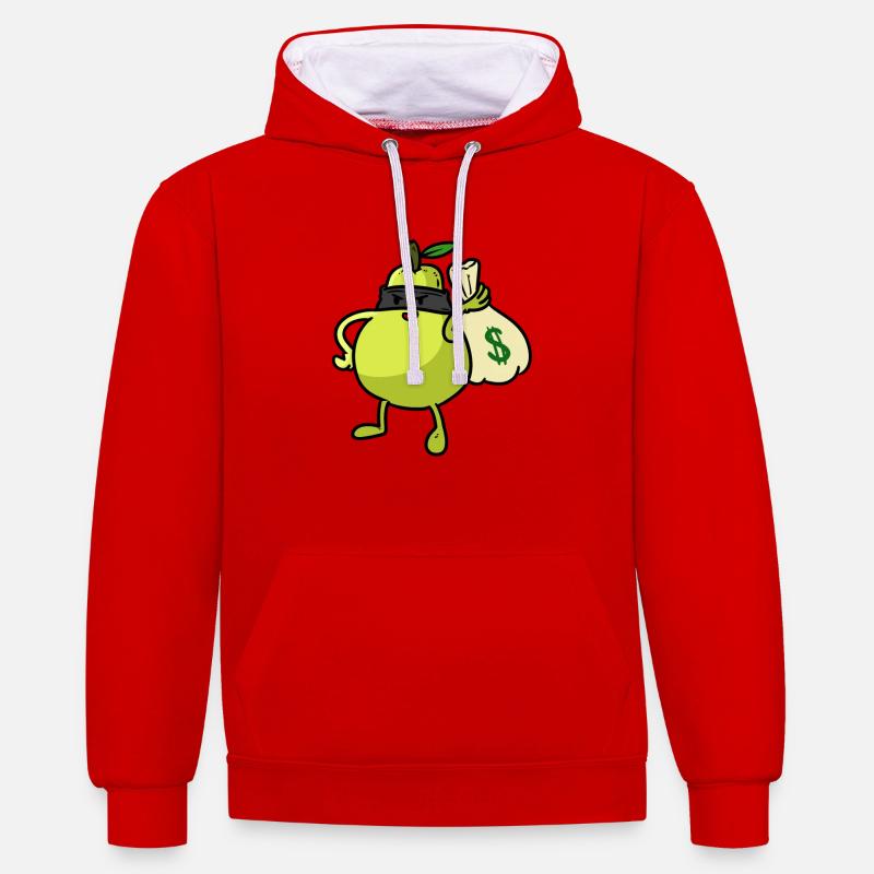L'argent de Pear Rob L'argent de Pear Rob - Sweat à capuche contrasté - rouge/blanc