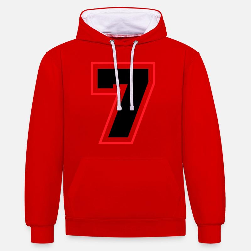 7 nombre symbole - Sweat à capuche contrasté - rouge/blanc