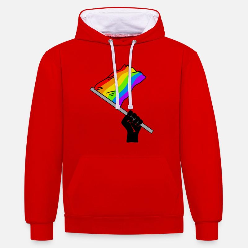 Pride month arc-en-ciel drapeau Faust - Sweat à capuche contrasté - rouge/blanc