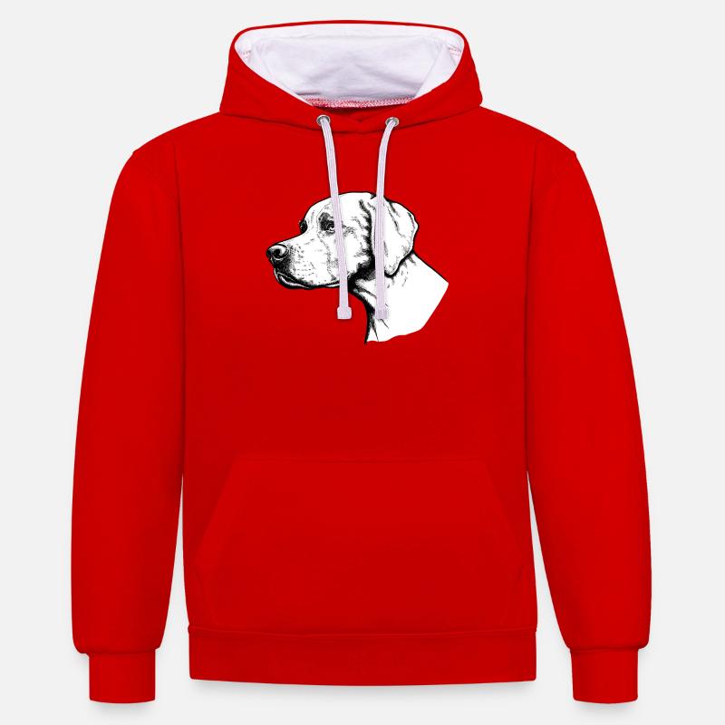 Pointer Portrait - Sweat à capuche contrasté - rouge/blanc