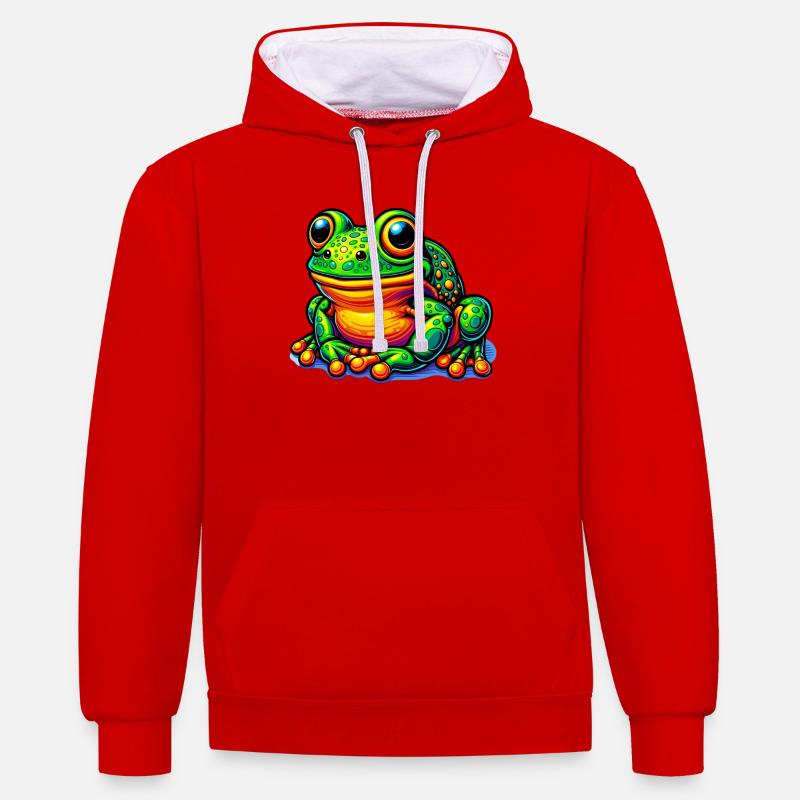 Grenouille - Sweat à capuche contrasté - rouge/blanc