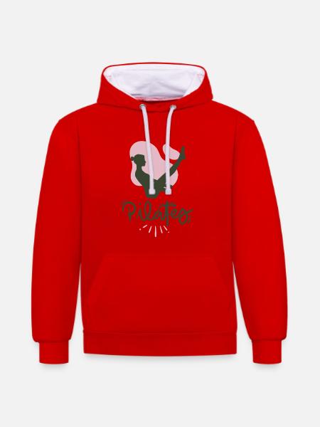 Pilates - Sweat à capuche contrasté - rouge/blanc