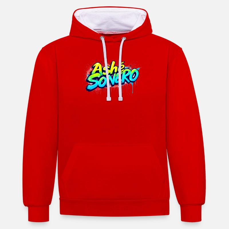 Ashe Sonero Graffiti Arc-en-ciel - Sweat à capuche contrasté - rouge/blanc