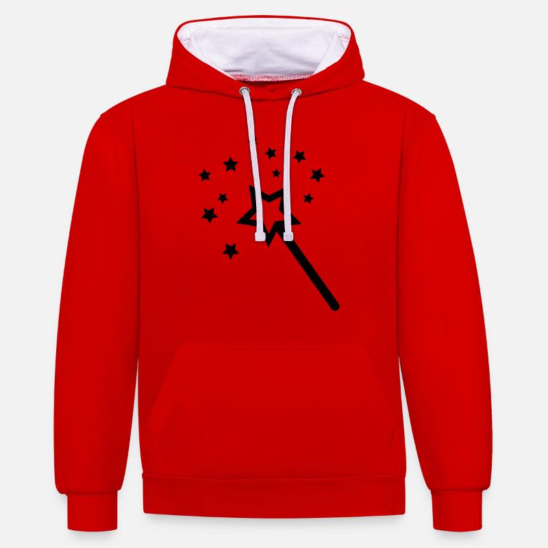 zauberstab - Kontrast-Hoodie - Rot/Weiß