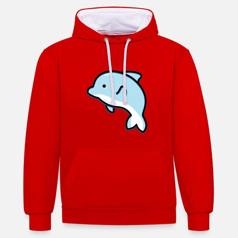 Mignon dauphin - Sweat à capuche contrasté - rouge/blanc