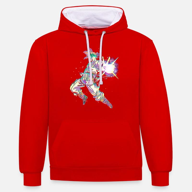 Style d'animation - Sweat à capuche contrasté - rouge/blanc
