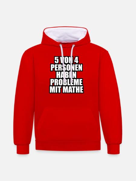 Mathe Mathematik - Kontrast-Hoodie - Rot/Weiß