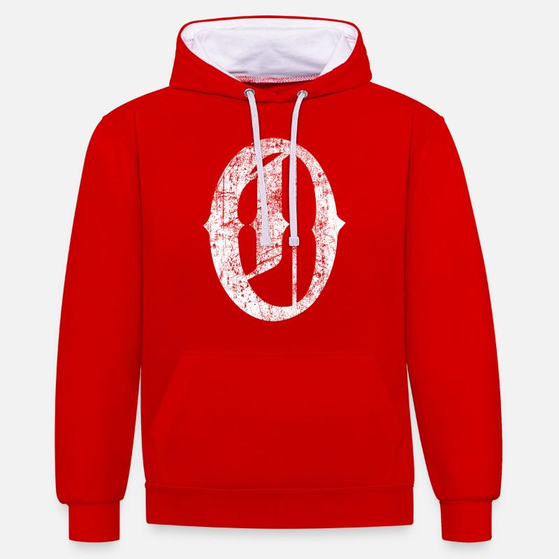 Tshirt alphabet initiale O - Sweat à capuche contrasté - rouge/blanc