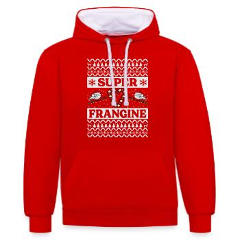 Super Frangine Pull Moche De Noël Soeur - Sweat à capuche contrasté - rouge/blanc - Devant - Liana (172cm) & Jaron (178cm)