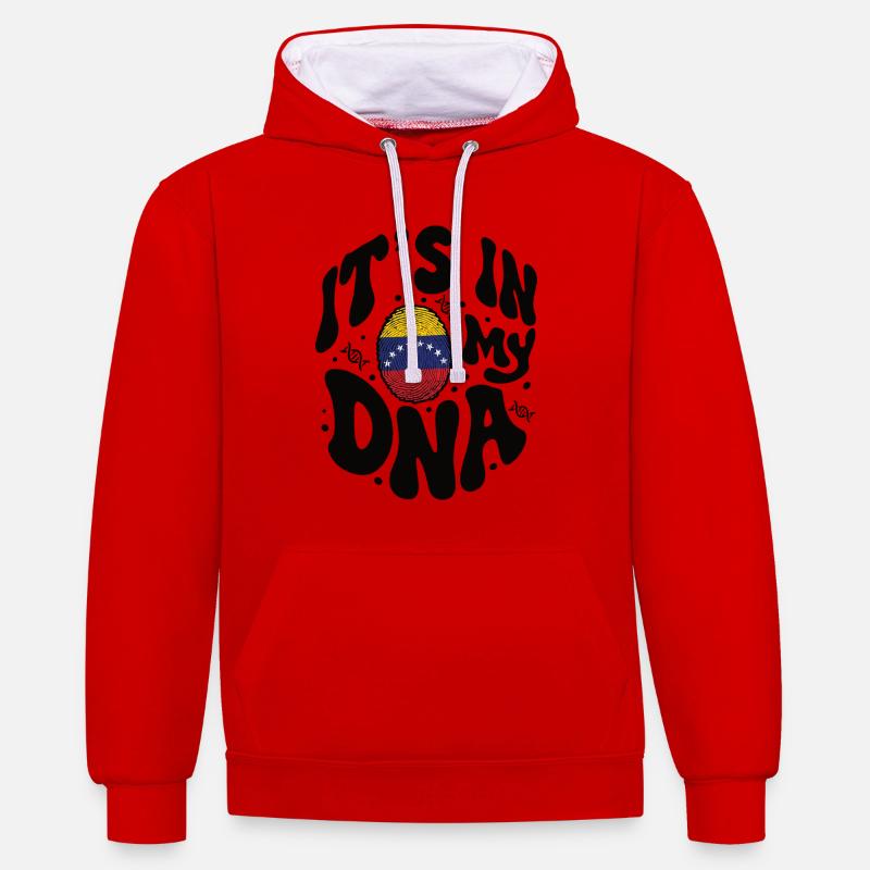 ADN vénézuélien Venezuela Drapeau hispanique - Sweat à capuche contrasté - rouge/blanc