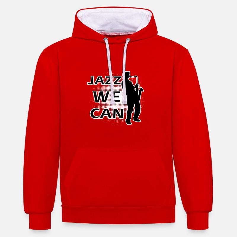 jazz - Sweat à capuche contrasté - rouge/blanc