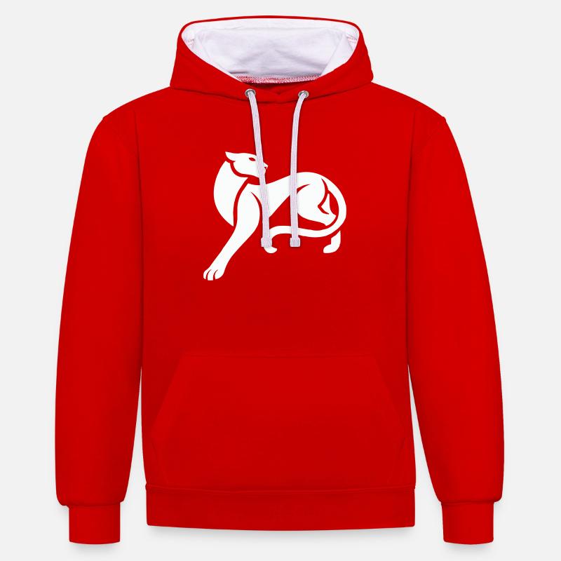 panthère - Sweat à capuche contrasté - rouge/blanc