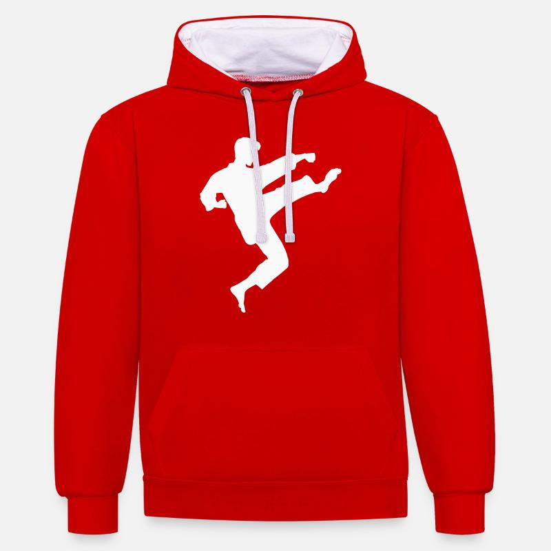 karaté - Sweat à capuche contrasté - rouge/blanc