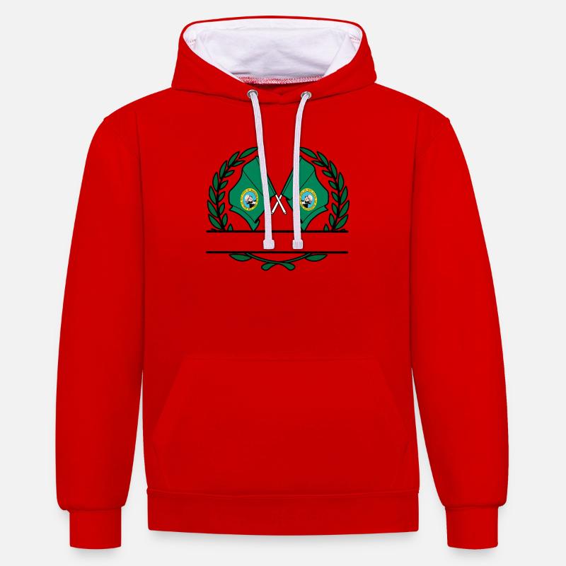 Drapeaux USA Washington laurier couronne bannière - Sweat à capuche contrasté - rouge/blanc