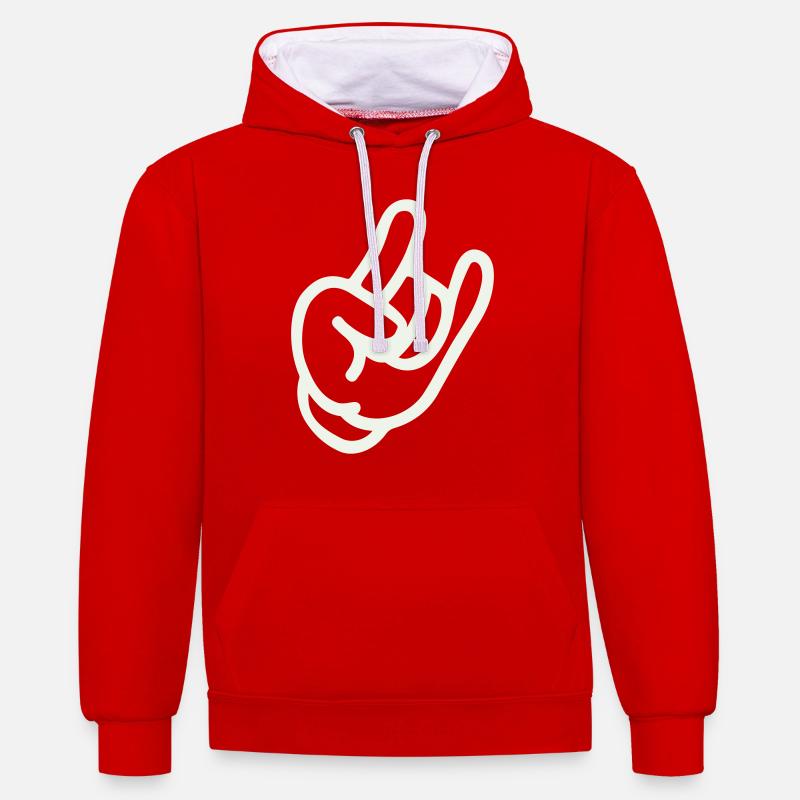 Main de roche - Sweat à capuche contrasté - rouge/blanc