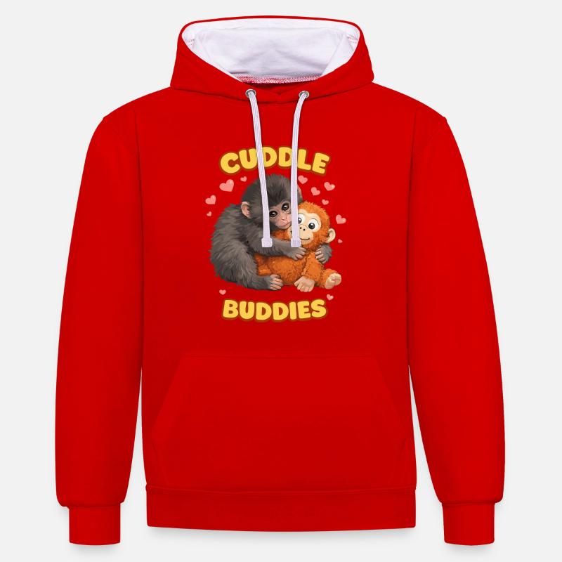 Frappe le singe - Sweat à capuche contrasté - rouge/blanc