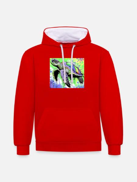 turtle - Contrast hoodie - red/white