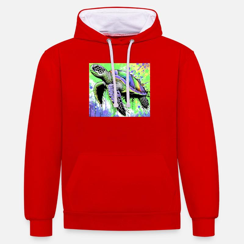 turtle - Contrast hoodie - red/white