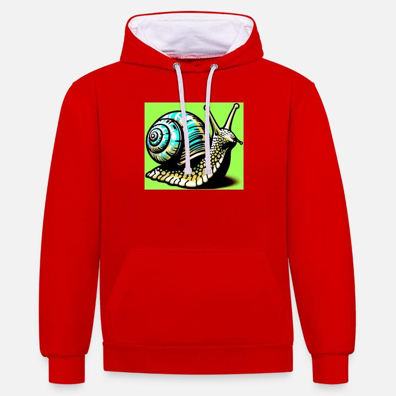 Escargot - Sweat à capuche contrasté - rouge/blanc