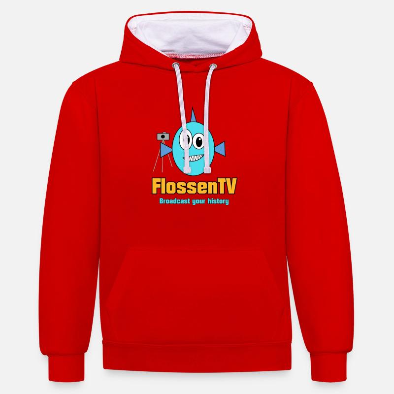 FinsTV - Sweat à capuche contrasté - rouge/blanc