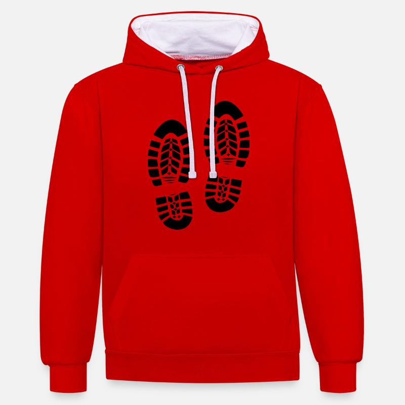 Randonnée empreinte empreinte 1c shoeprint - Sweat à capuche contrasté - rouge/blanc
