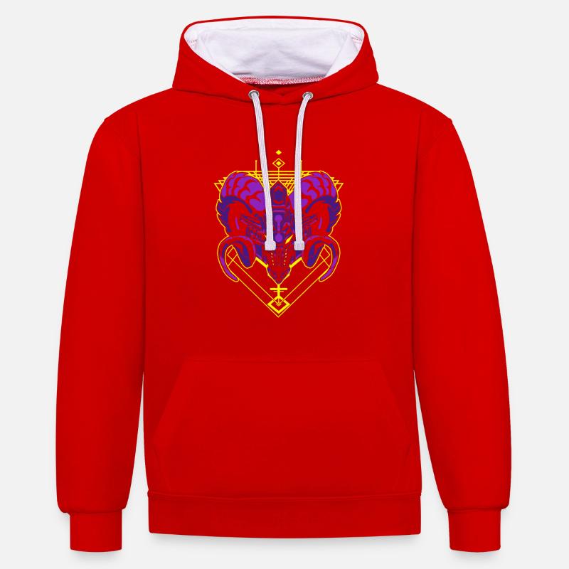 Fantaisie - Sweat à capuche contrasté - rouge/blanc