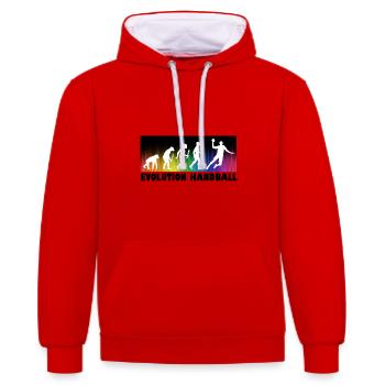 Evolution Handball - Kontrast-Hoodie - Rot/Weiß - Vorne - Liana (172cm) & Jaron (178cm)