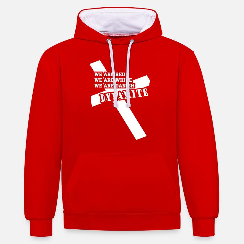 Dänisches Dynamit - Kontrast-Hoodie - Rot/Weiß