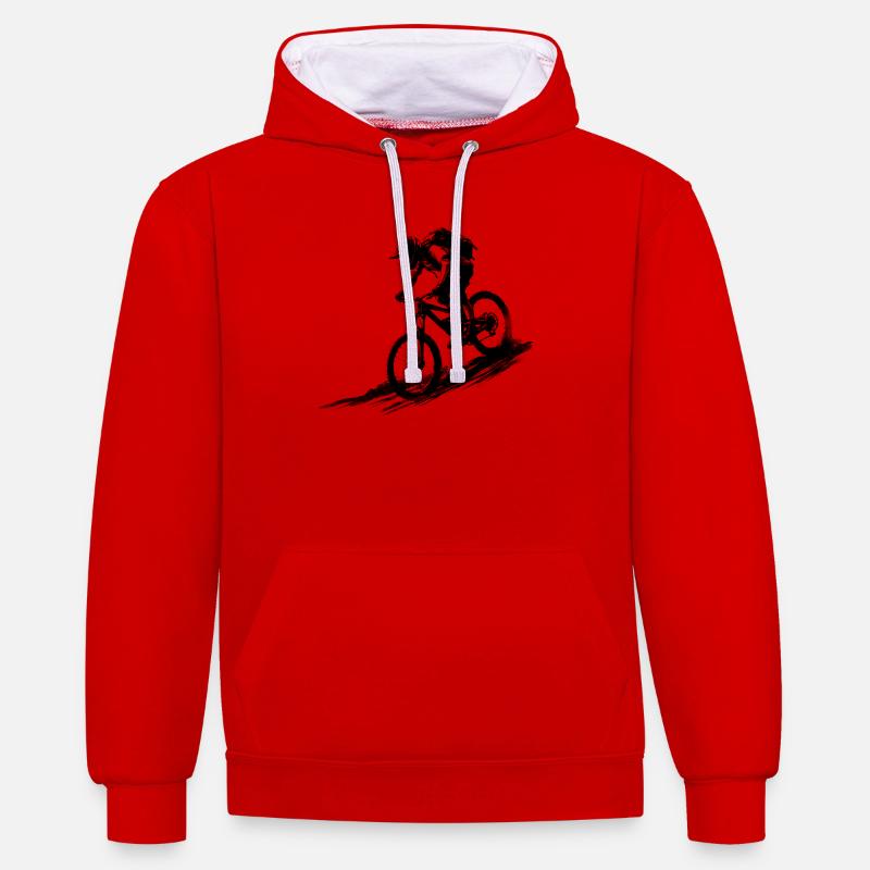 VTT Silhouette Downhill Minimal - Sweat à capuche contrasté - rouge/blanc