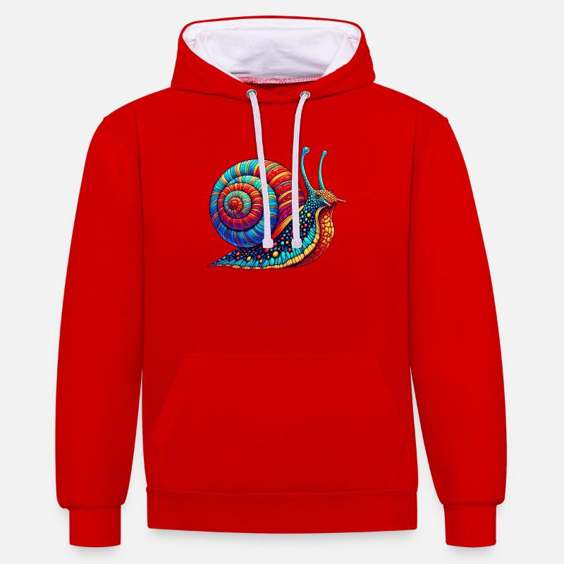 Escargot - Sweat à capuche contrasté - rouge/blanc