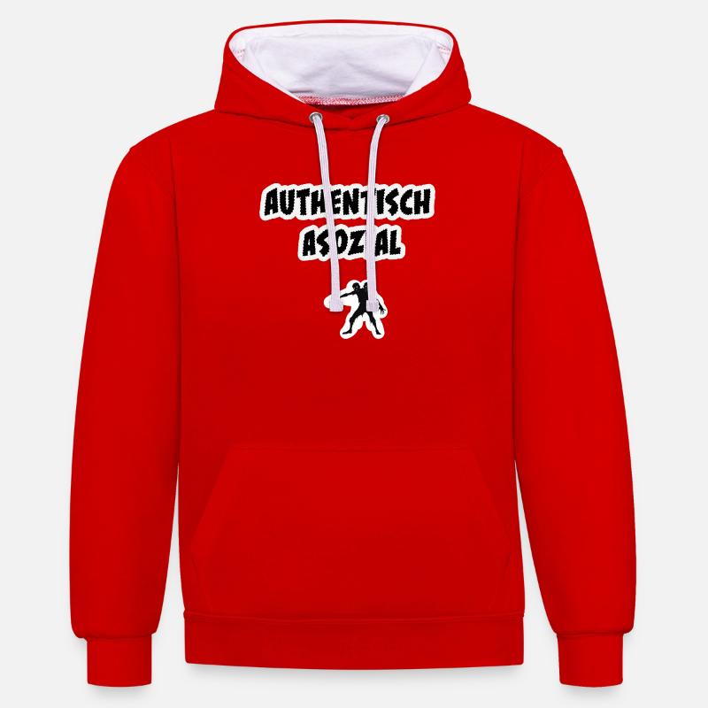 Conception authentique de zombie social - Sweat à capuche contrasté - rouge/blanc