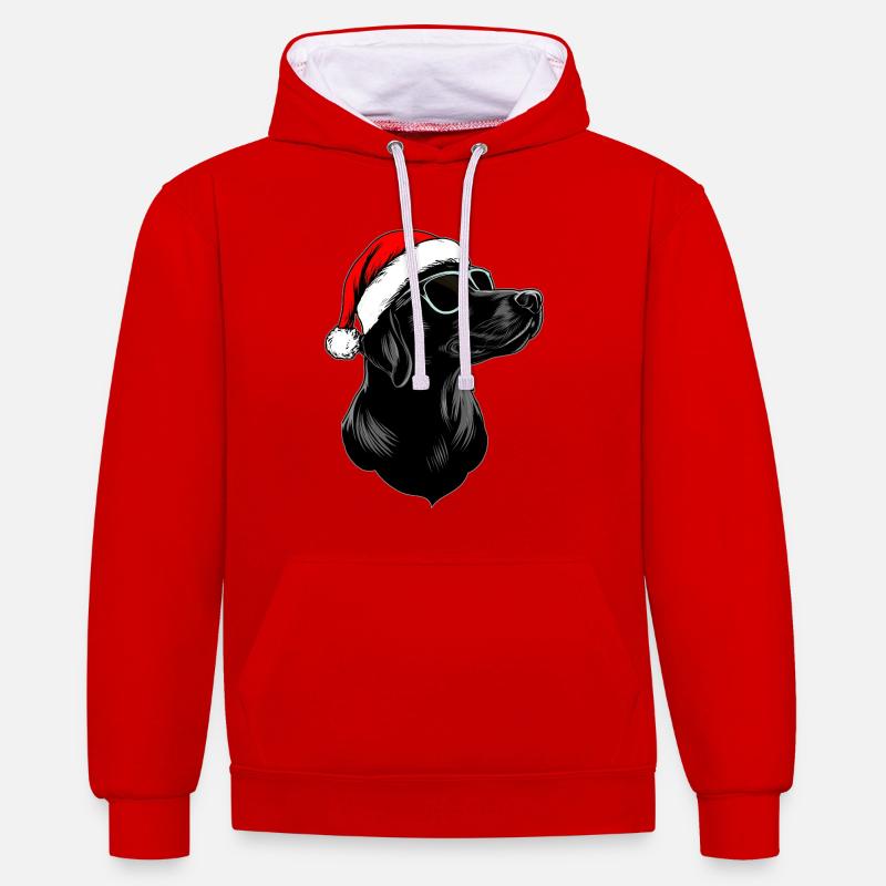 Chiens Noël / Père Noël Chien - Sweat à capuche contrasté - rouge/blanc