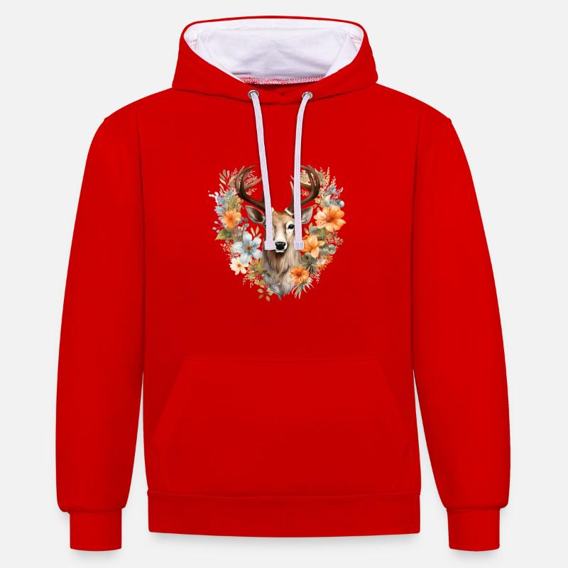 Replacement dirndl deer antlers deer - Contrast hoodie - red/white