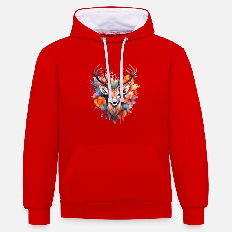 Replacement dirndl deer antlers deer - Contrast hoodie - red/white