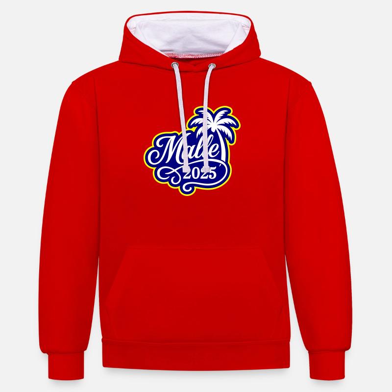Malle 2025 Palmier - Sweat à capuche contrasté - rouge/blanc