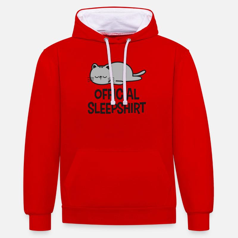 Chats Chats - Sweat à capuche contrasté - rouge/blanc