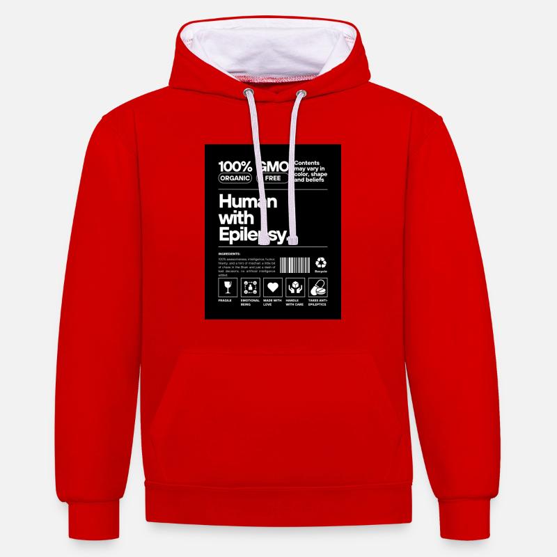Humain atteint d’épilepsie - Sweat à capuche contrasté - rouge/blanc