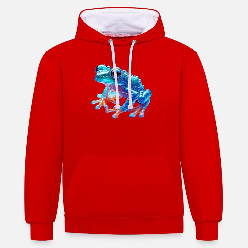 Grenouille - Sweat à capuche contrasté - rouge/blanc