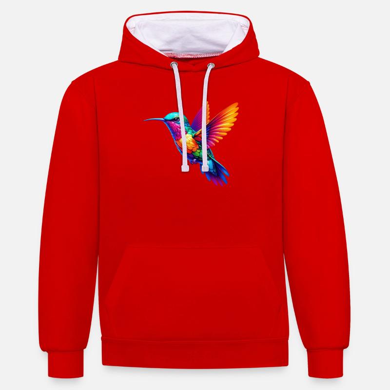 Colibri - Sweat à capuche contrasté - rouge/blanc