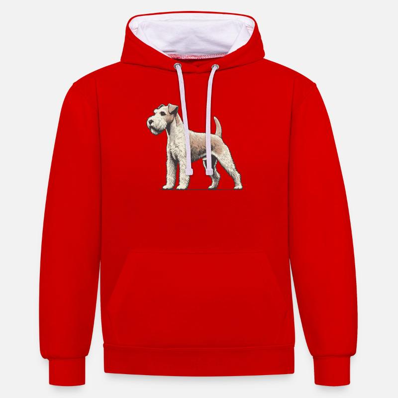 Terrier - Sweat à capuche contrasté - rouge/blanc