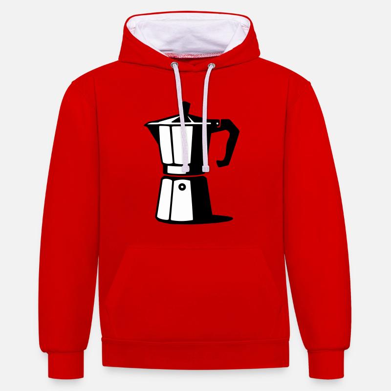 Cafetière à expresso - Sweat à capuche contrasté - rouge/blanc